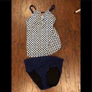 Blue and white Tankini